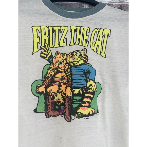 Very Rare 1970's "Fritz The Cat" X-Rated Cartoon Vintage Shirt Blacklight Medium - Picture 5 of 16
